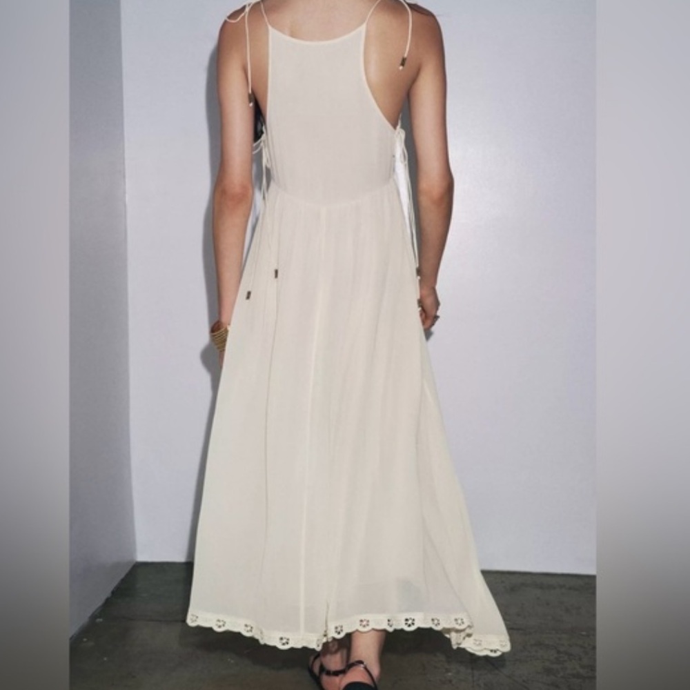 Zara NWT asymmetric crochet dress ecru ZW Collection 5107/276 - Picture 5 of 12